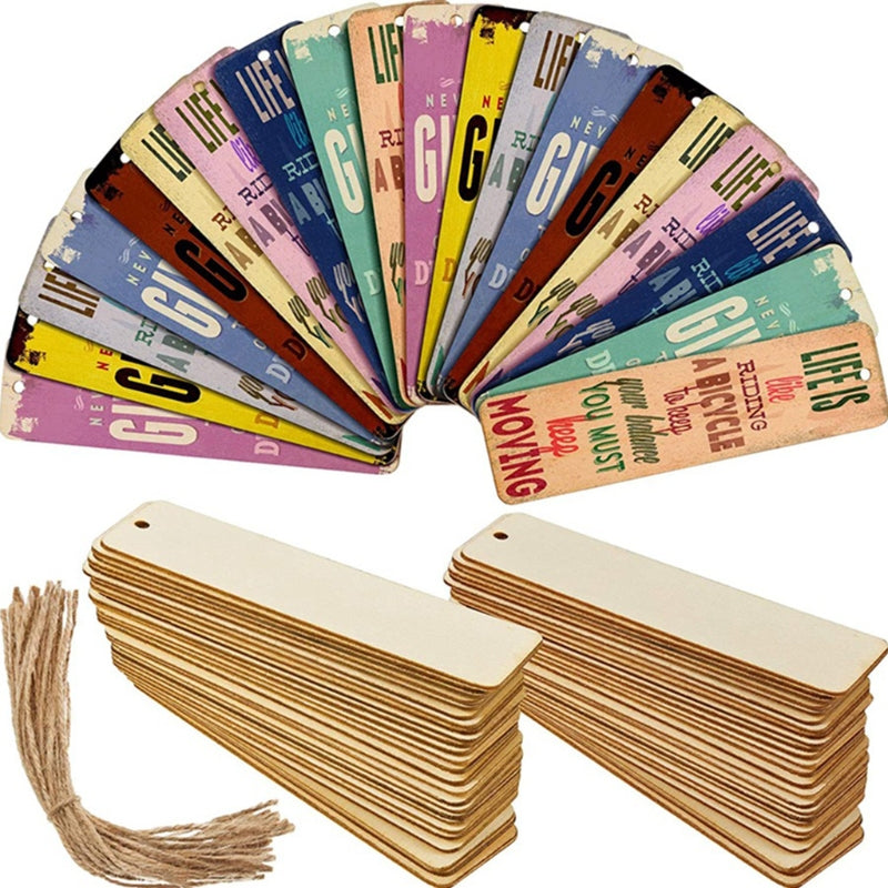 Blank Wooden Bookmarks with Rope (36 Pack) by HitMyNeed