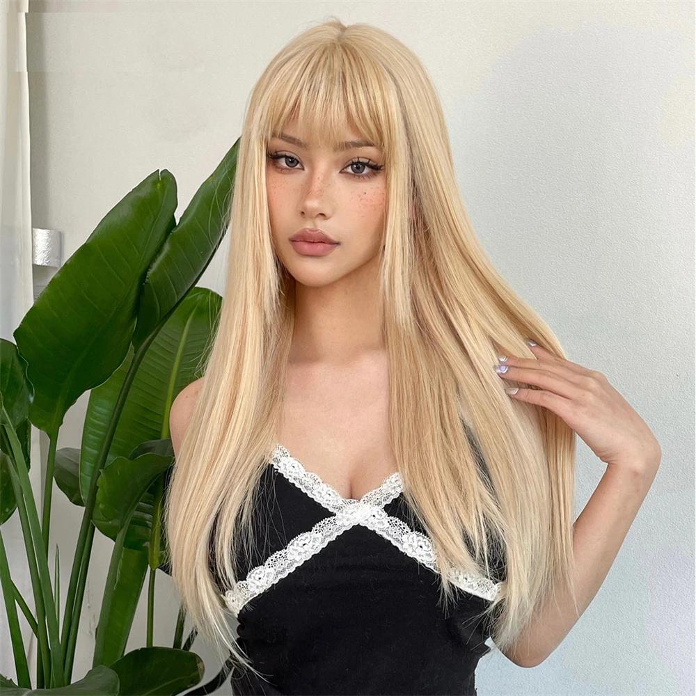 Blonde Long Straight Lolita Wig with Bangs by HitMyNeed