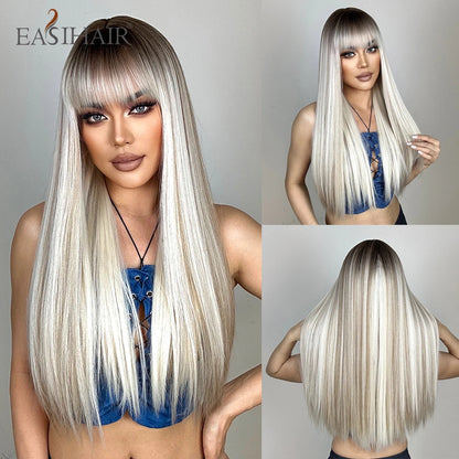 Blonde Long Straight Lolita Wig with Bangs wig-lc1073-1 by HitMyNeed