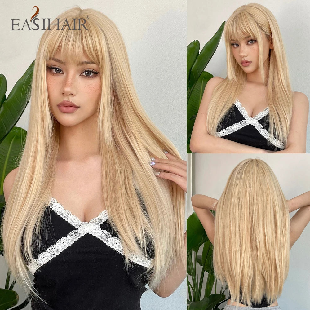 Blonde Long Straight Lolita Wig with Bangs wig-wl1144-1 by HitMyNeed