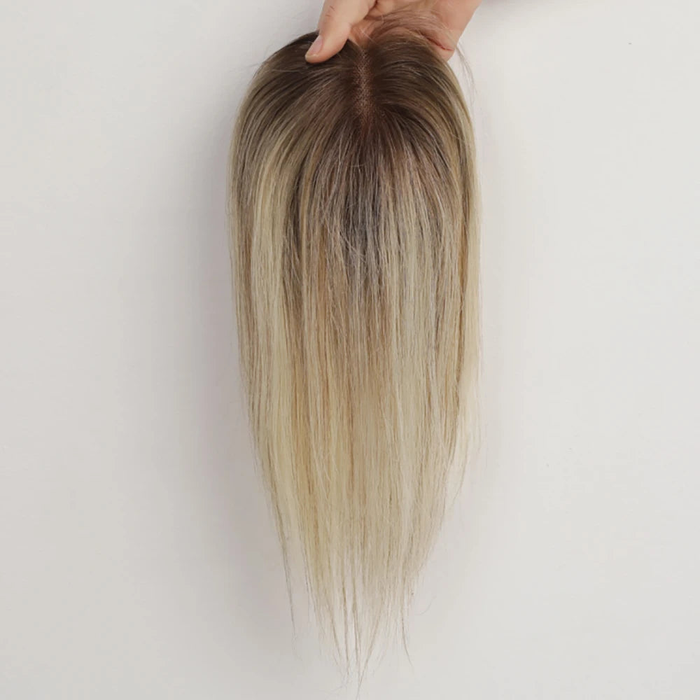 Blonde Purple Root Remy Human Hair Topper 12 Inch by HitMyNeed