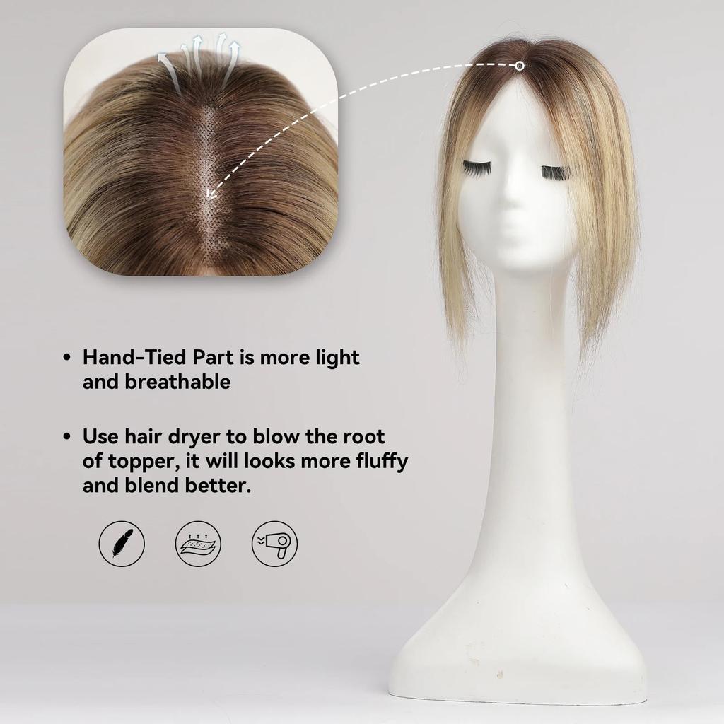 Blonde Purple Root Remy Human Hair Topper 12 Inch by HitMyNeed