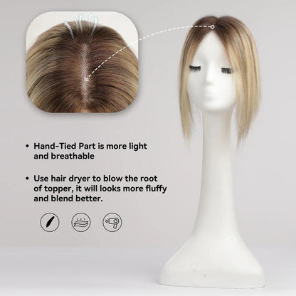 Blonde Purple Root Remy Human Hair Topper 12 Inch by HitMyNeed