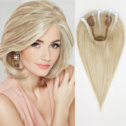 Blonde Purple Root Remy Human Hair Topper 12 Inch htfk002 by HitMyNeed
