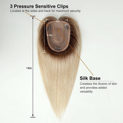 Blonde Silk Base Human Hair Topper with Bangs 14" by HitMyNeed