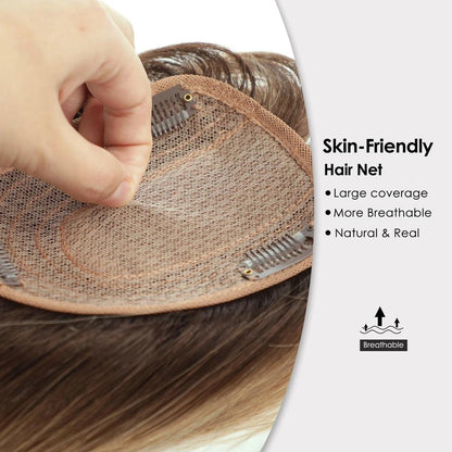 Blonde Silk Base Human Hair Topper with Bangs 14" by HitMyNeed