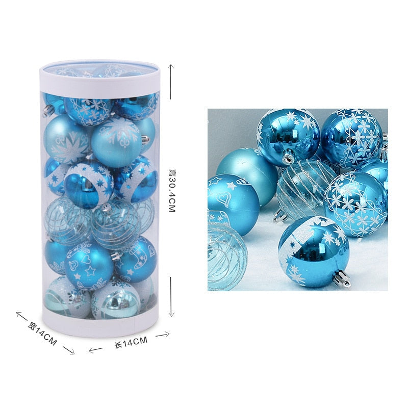 Blue Christmas Ball Ornaments Set, 6 cm, 24 Pack by HitMyNeed