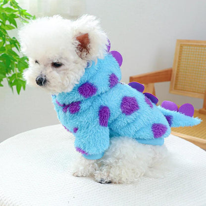 Blue Dinosaur Hooded Winter Coat for Small Pets by HitMyNeed