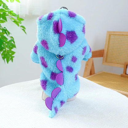Blue Dinosaur Hooded Winter Coat for Small Pets by HitMyNeed