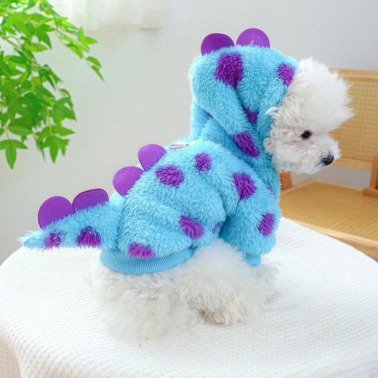 Blue Dinosaur Hooded Winter Coat for Small Pets m by HitMyNeed