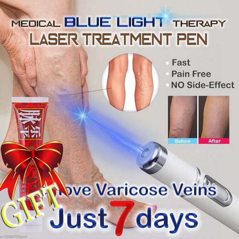 Blue Light Therapy Pen with Vein Care Cream by HitMyNeed
