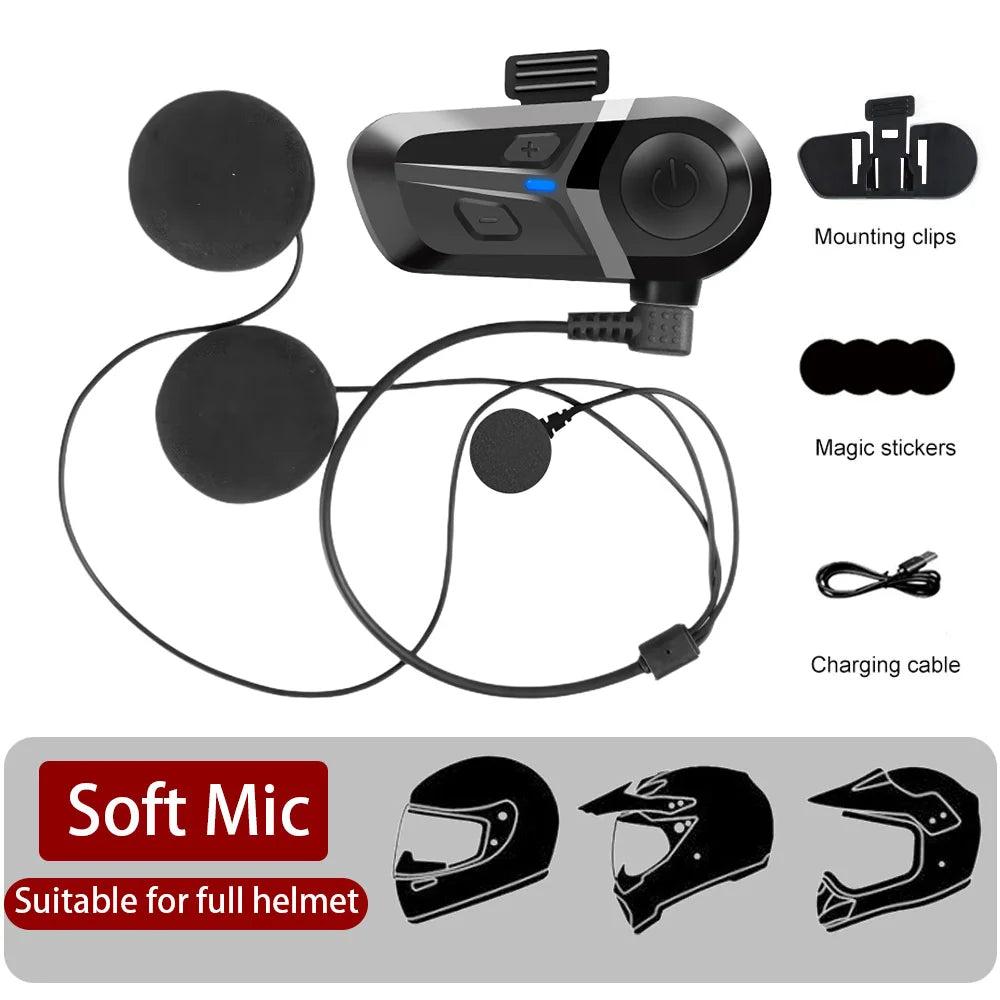 Bluetooth 5.3 Motorcycle Helmet Headset with Mic by HitMyNeed
