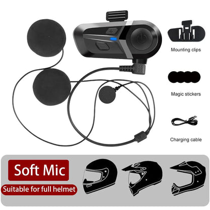 Bluetooth 5.3 Motorcycle Helmet Headset with Mic by HitMyNeed