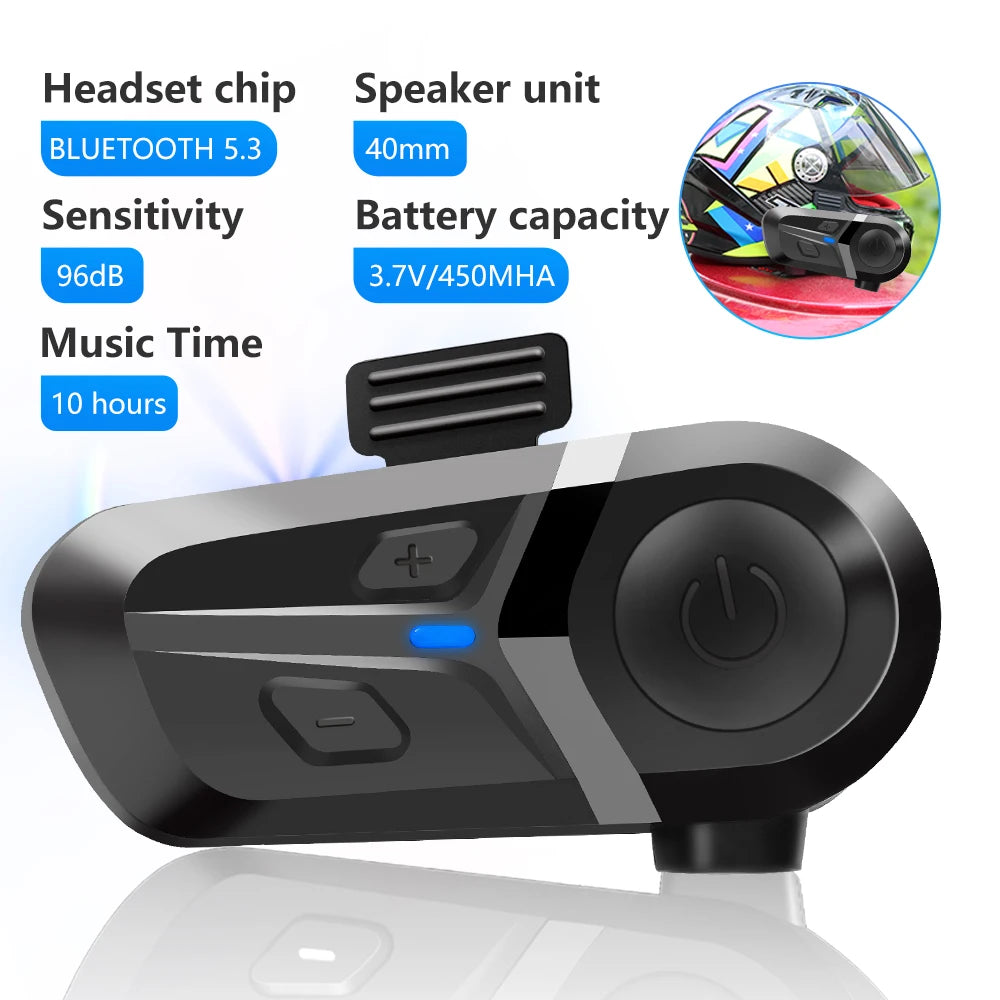 Bluetooth 5.3 Motorcycle Helmet Headset with Mic by HitMyNeed