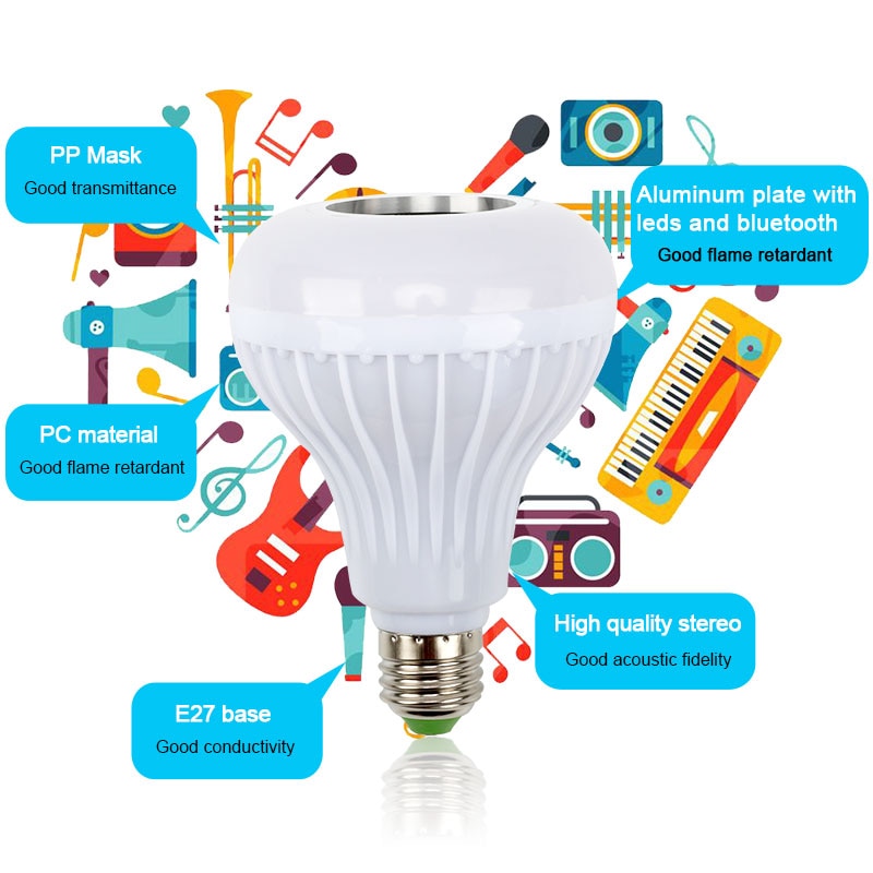 Bluetooth LED Light Bulb Speaker with Remote by HitMyNeed
