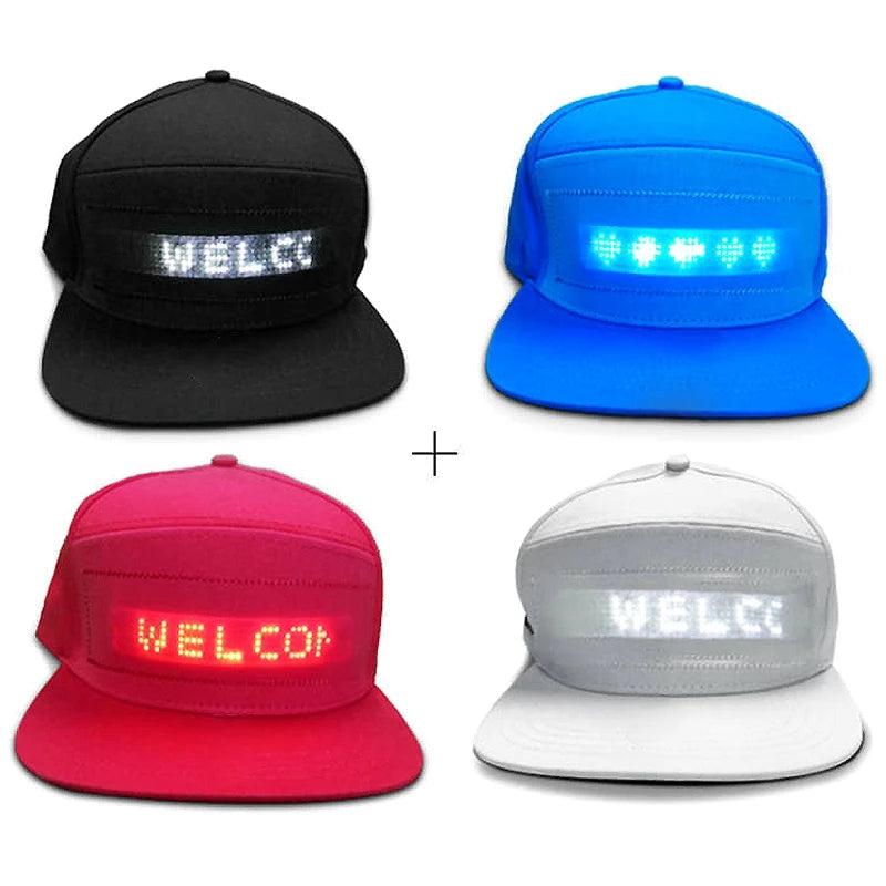 Bluetooth LED Message Baseball Cap, USB Rechargeable black-hat-red-led by HitMyNeed