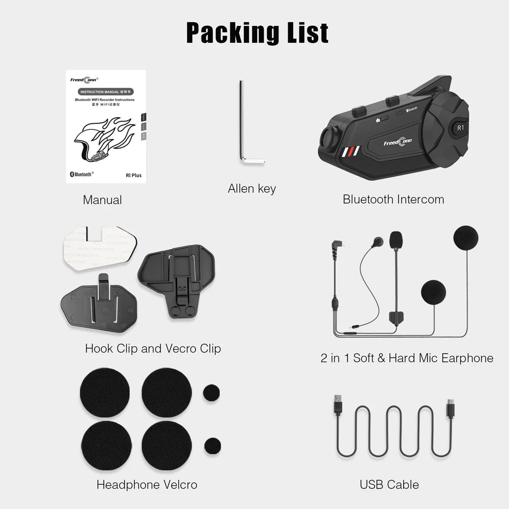 Bluetooth Motorcycle Intercom with WiFi Dash Cam DVR by HitMyNeed