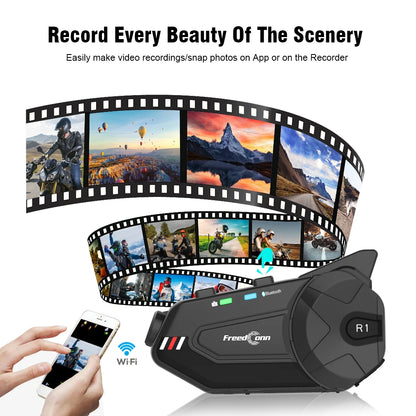 Bluetooth Motorcycle Intercom with WiFi Dash Cam DVR by HitMyNeed