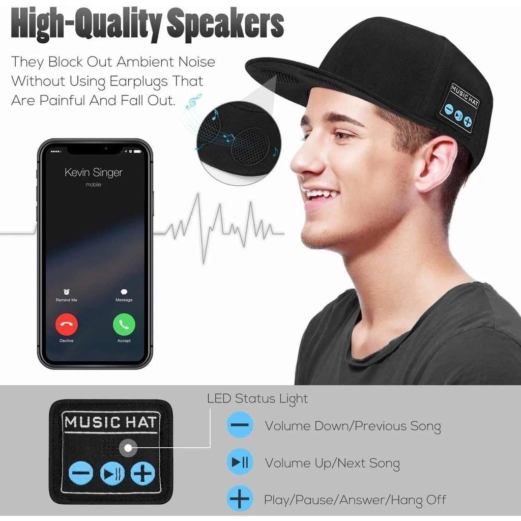 Bluetooth Speaker Baseball Cap with Mic by HitMyNeed