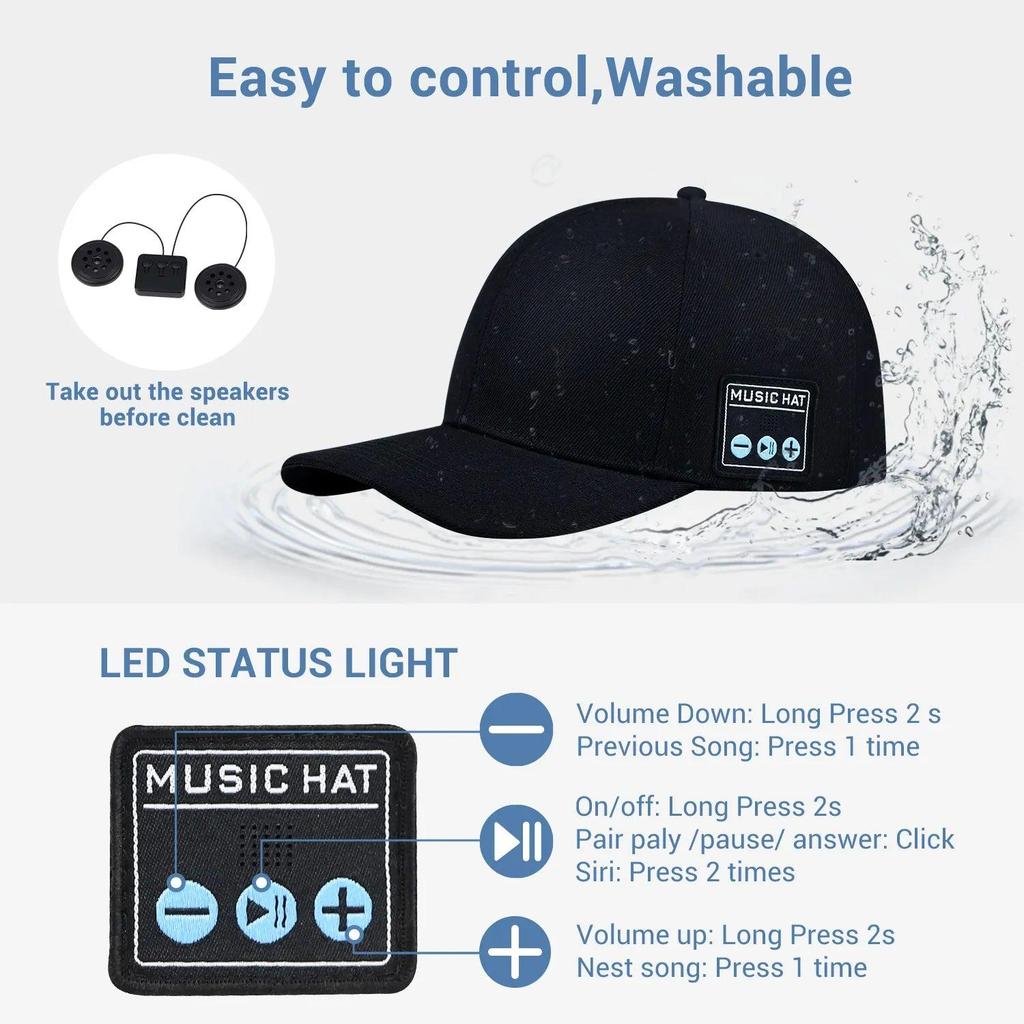 Bluetooth Speaker Baseball Cap with Mic by HitMyNeed