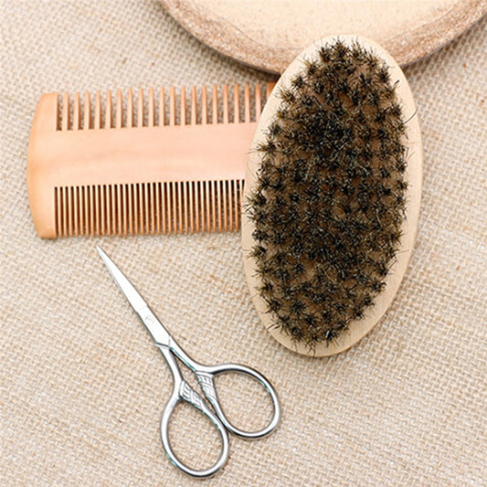 Boar Bristle Brush 3-Piece Grooming Set for Men by HitMyNeed