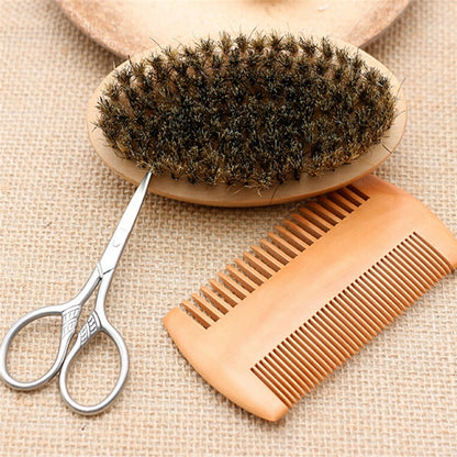Boar Bristle Brush 3-Piece Grooming Set for Men by HitMyNeed