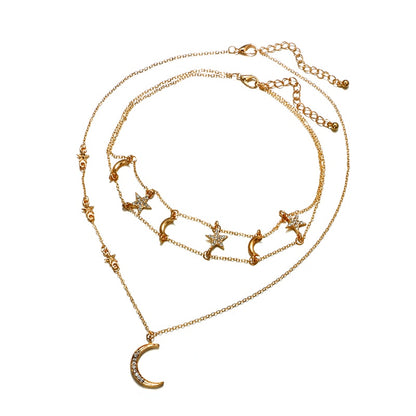 Bohemian Moon and Star Layered Choker Necklace by HitMyNeed