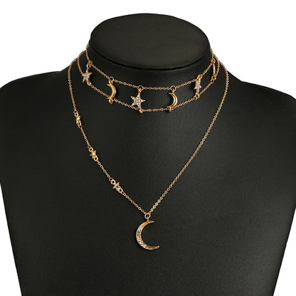 Bohemian Moon and Star Layered Choker Necklace by HitMyNeed