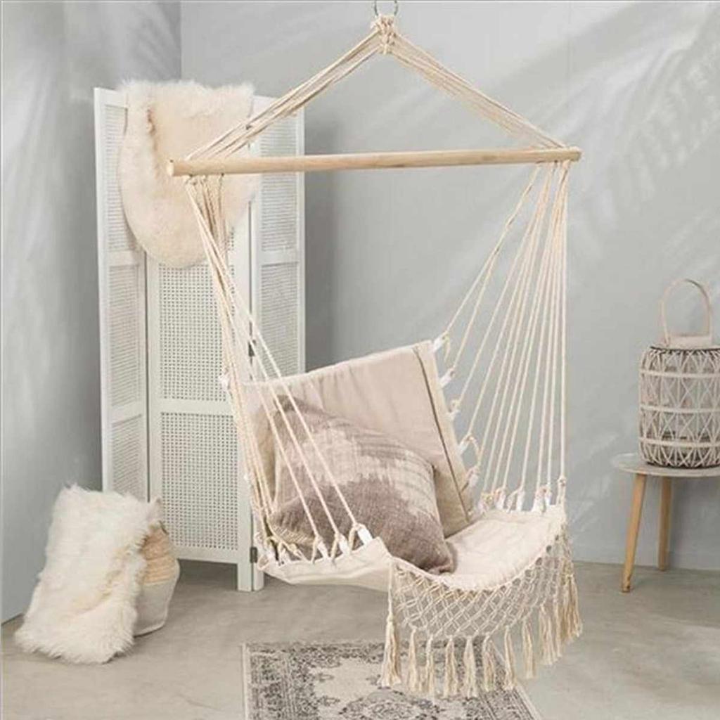 Bohemian Rope Hammock Chair with Wooden Bar by HitMyNeed
