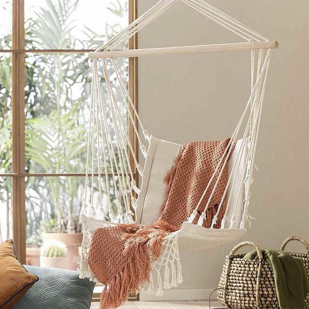 Bohemian Rope Hammock Chair with Wooden Bar by HitMyNeed