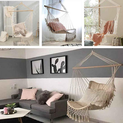 Bohemian Rope Hammock Chair with Wooden Bar by HitMyNeed