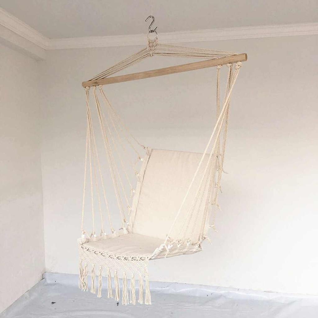 Bohemian Rope Hammock Chair with Wooden Bar by HitMyNeed