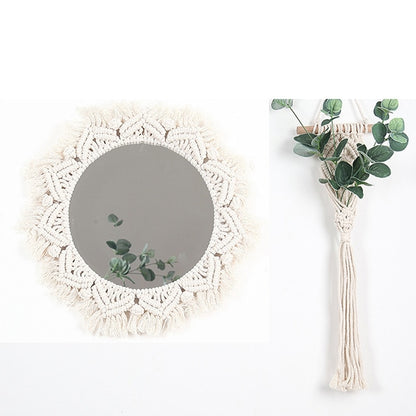 Bohemian Style Macrame Wall Mirror 40 x 40 cm by HitMyNeed