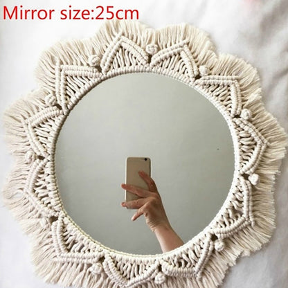 Bohemian Style Macrame Wall Mirror 40 x 40 cm by HitMyNeed