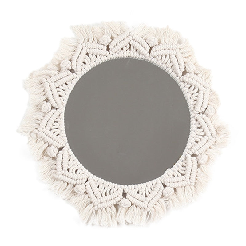 Bohemian Style Macrame Wall Mirror 40 x 40 cm by HitMyNeed