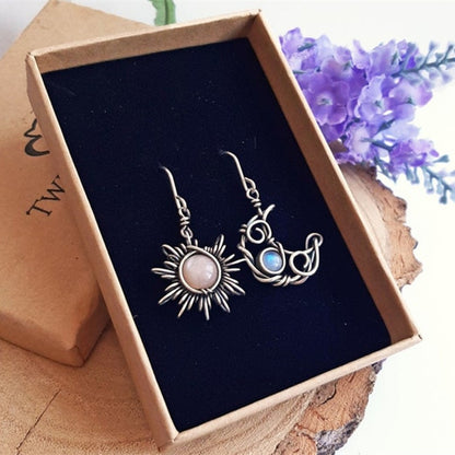 Bohemian Sun and Moon Mismatched Earrings by HitMyNeed