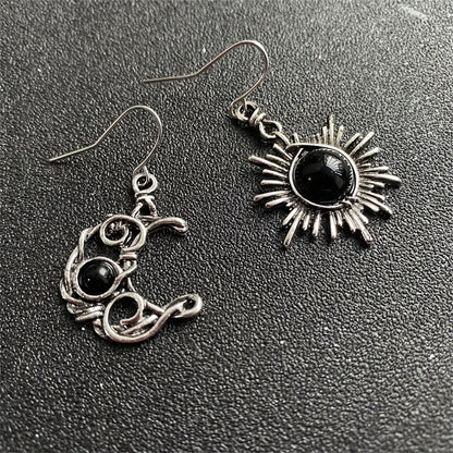 Bohemian Sun and Moon Mismatched Earrings by HitMyNeed