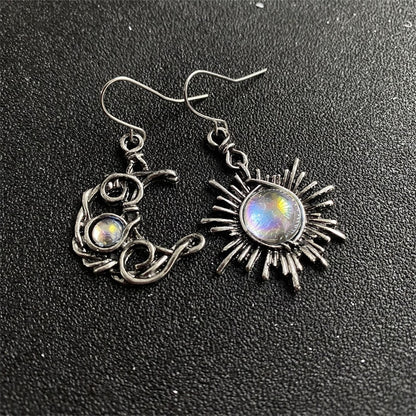 Bohemian Sun and Moon Mismatched Earrings by HitMyNeed
