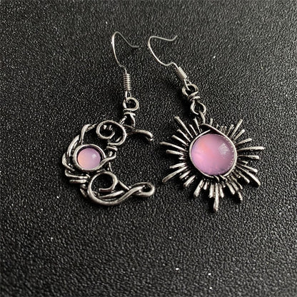 Bohemian Sun and Moon Mismatched Earrings by HitMyNeed