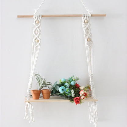 Bohemian Wooden Macrame Hanging Wall Shelf by HitMyNeed