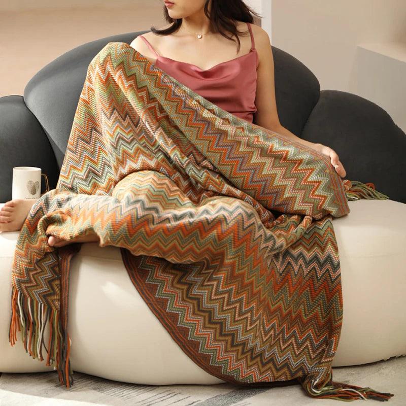 Boho Aztec Throw Blanket & Sofa Cover by HitMyNeed