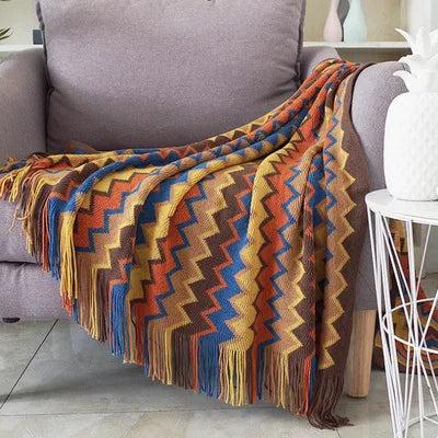 Boho Aztec Throw Blanket & Sofa Cover orange 130x150cm by HitMyNeed