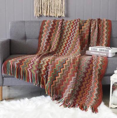 Boho Aztec Throw Blanket & Sofa Cover red 130x150cm by HitMyNeed