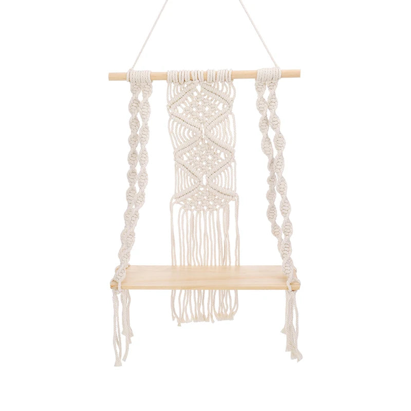 Boho Cotton Rope Hanging Macrame Shelf by HitMyNeed