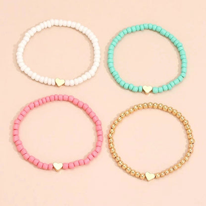 Boho Heart Beaded Bracelet Set (4 Pieces) by HitMyNeed
