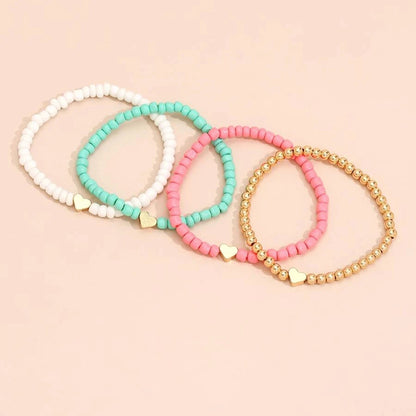Boho Heart Beaded Bracelet Set (4 Pieces) by HitMyNeed