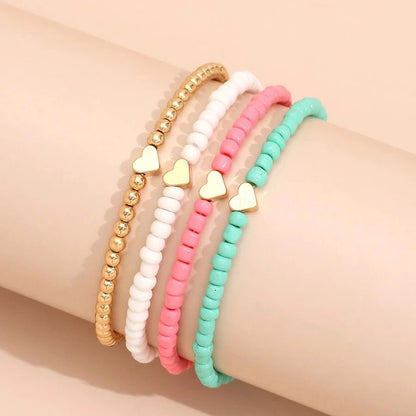 Boho Heart Beaded Bracelet Set (4 Pieces) by HitMyNeed