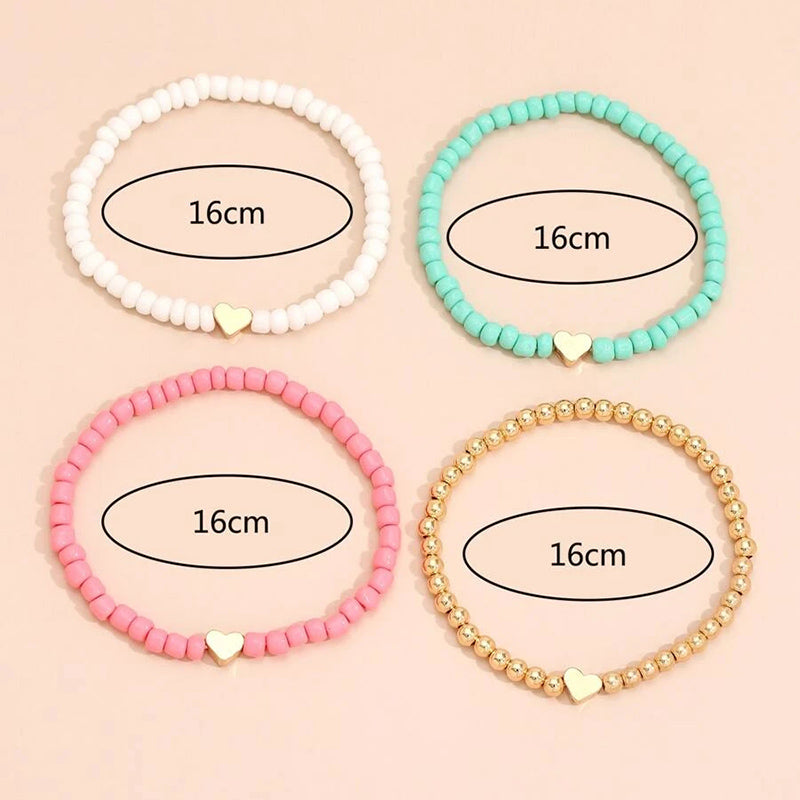 Boho Heart Beaded Bracelet Set (4 Pieces) by HitMyNeed