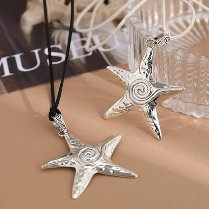 Boho Starfish Pendant Necklace with Adjustable Rope by HitMyNeed
