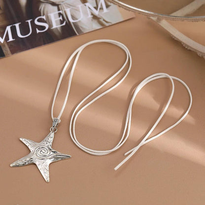 Boho Starfish Pendant Necklace with Adjustable Rope by HitMyNeed